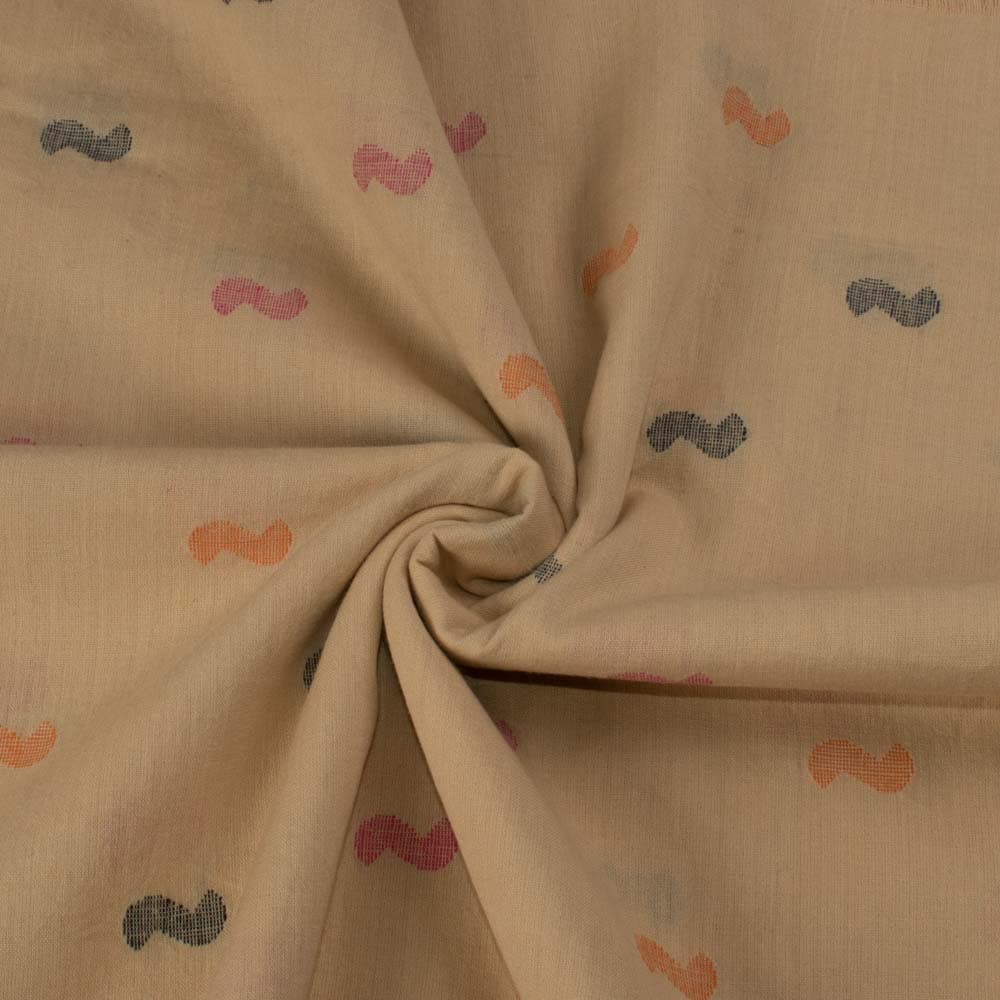 Abstract Brown Jamdani Pure Cotton 85 GSM Handwoven Fabric