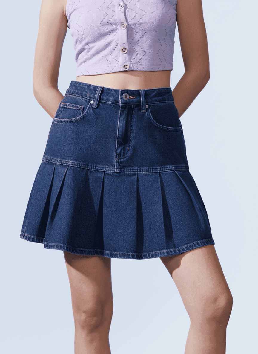 Pleated Short Skirt