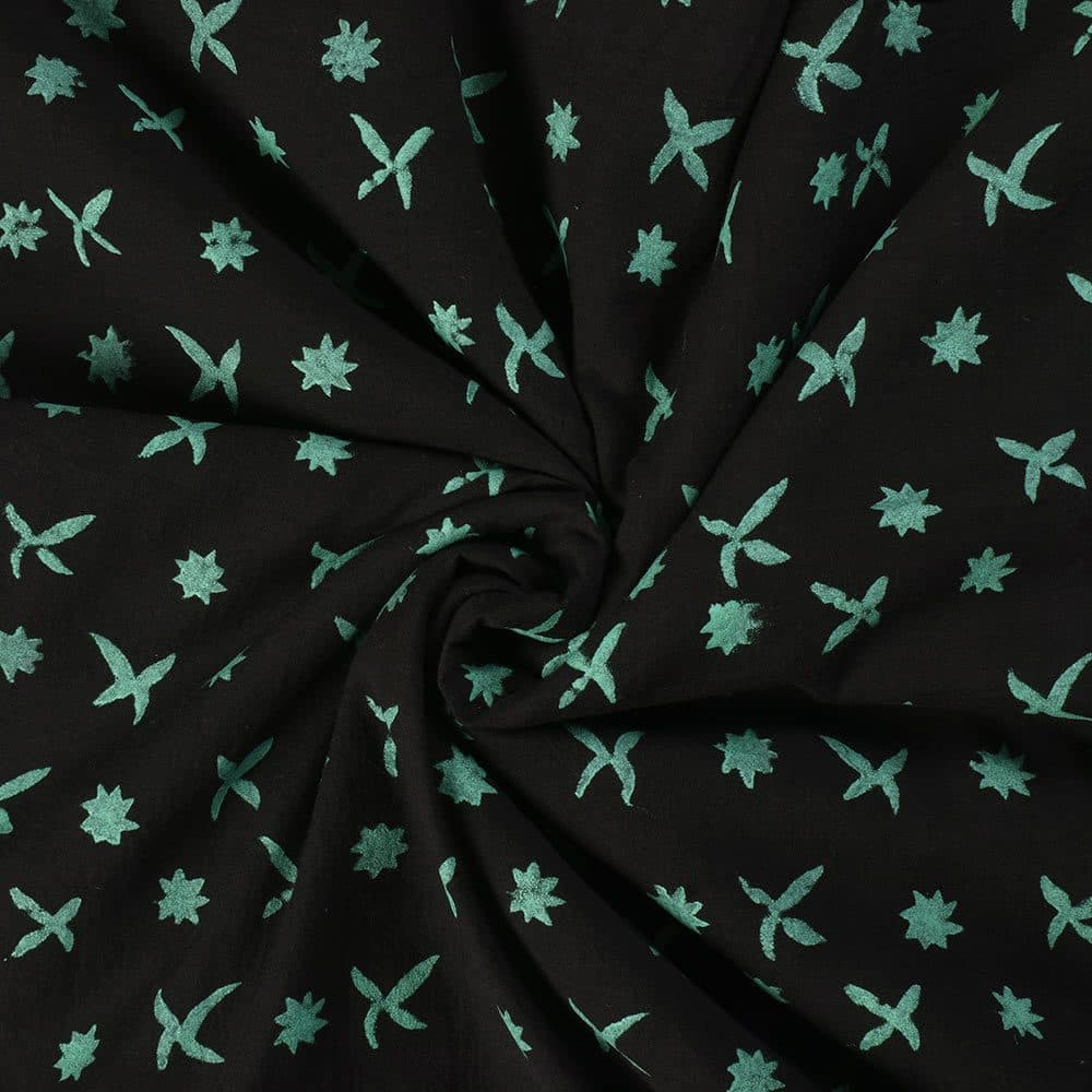 Abstract Black Block Printed Pure Cotton 65 GSM Handwoven Fabric 39