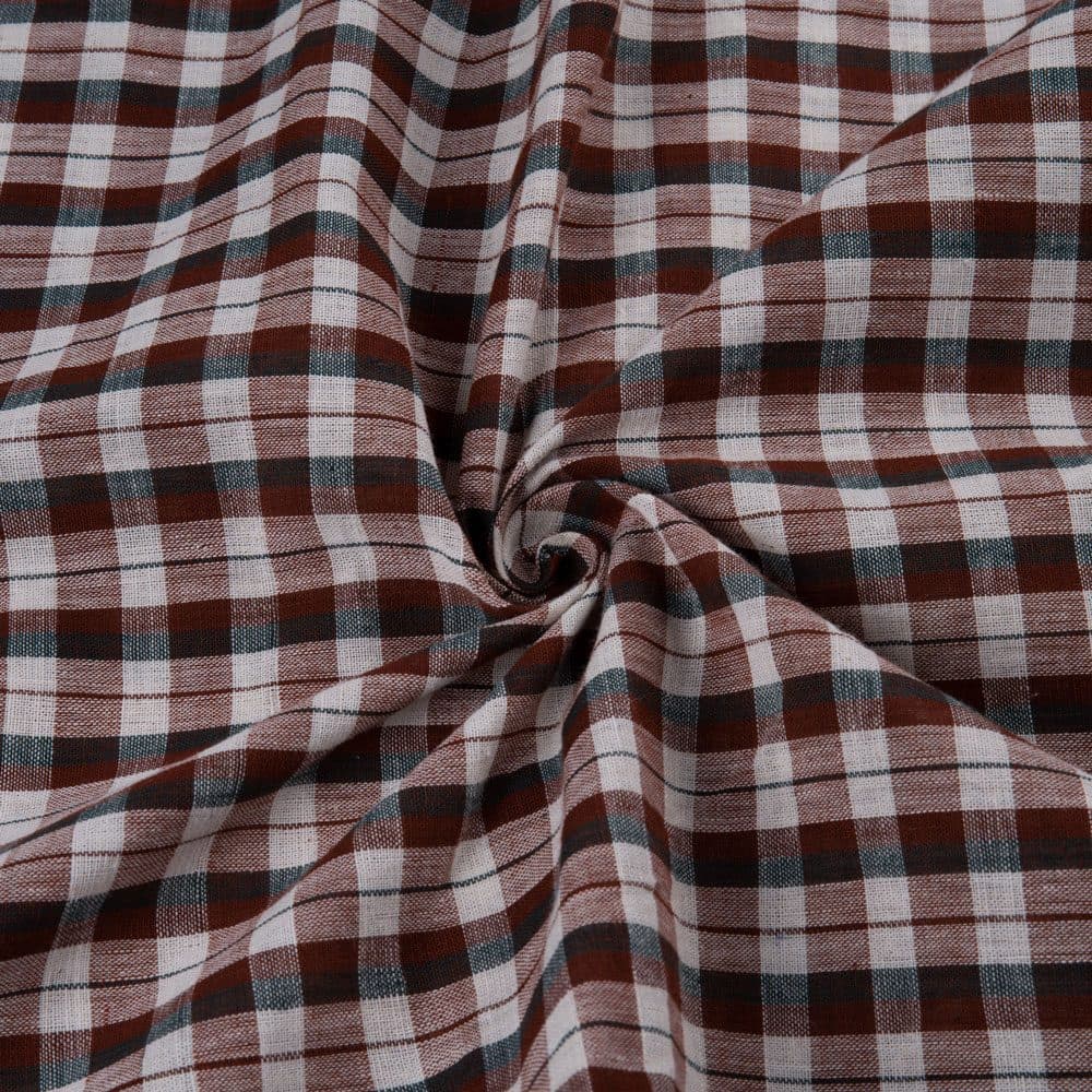 Check Multicolor Pure Cotton 98 GSM Handwoven Fabric 230