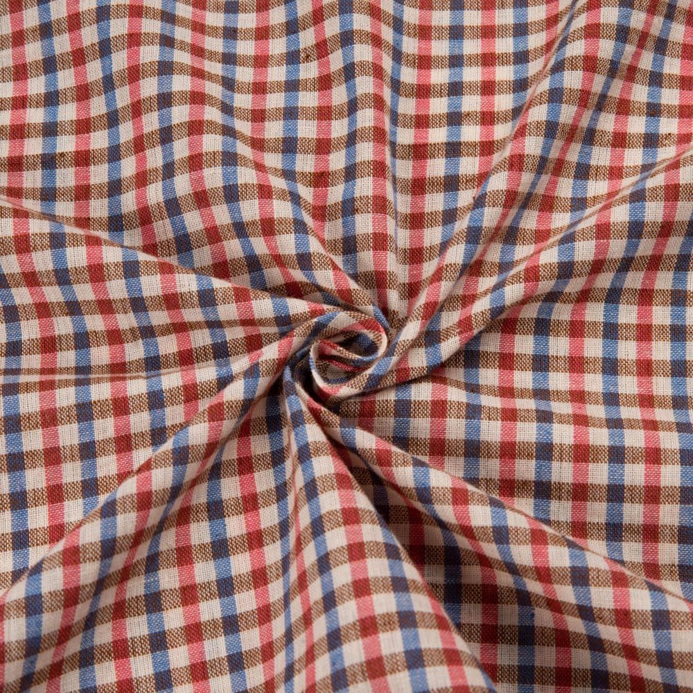 Check Multicolour Pure Cotton 90 GSM Handwoven Fabric 304