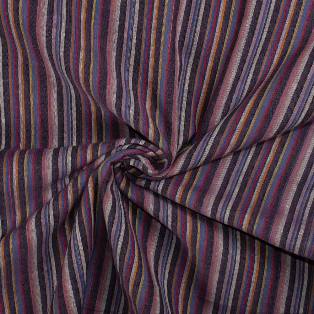 Stripe Multicolor Pure Cotton 100 GSM Handwoven Fabric 08