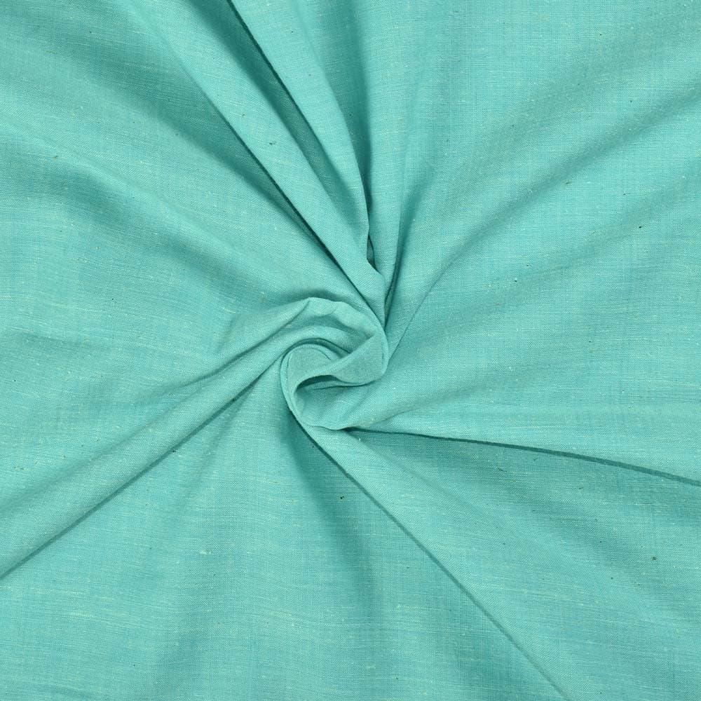 CHAMBRAY TEAL KHADI COTTON 92 GSM HANDWOVEN FABRIC