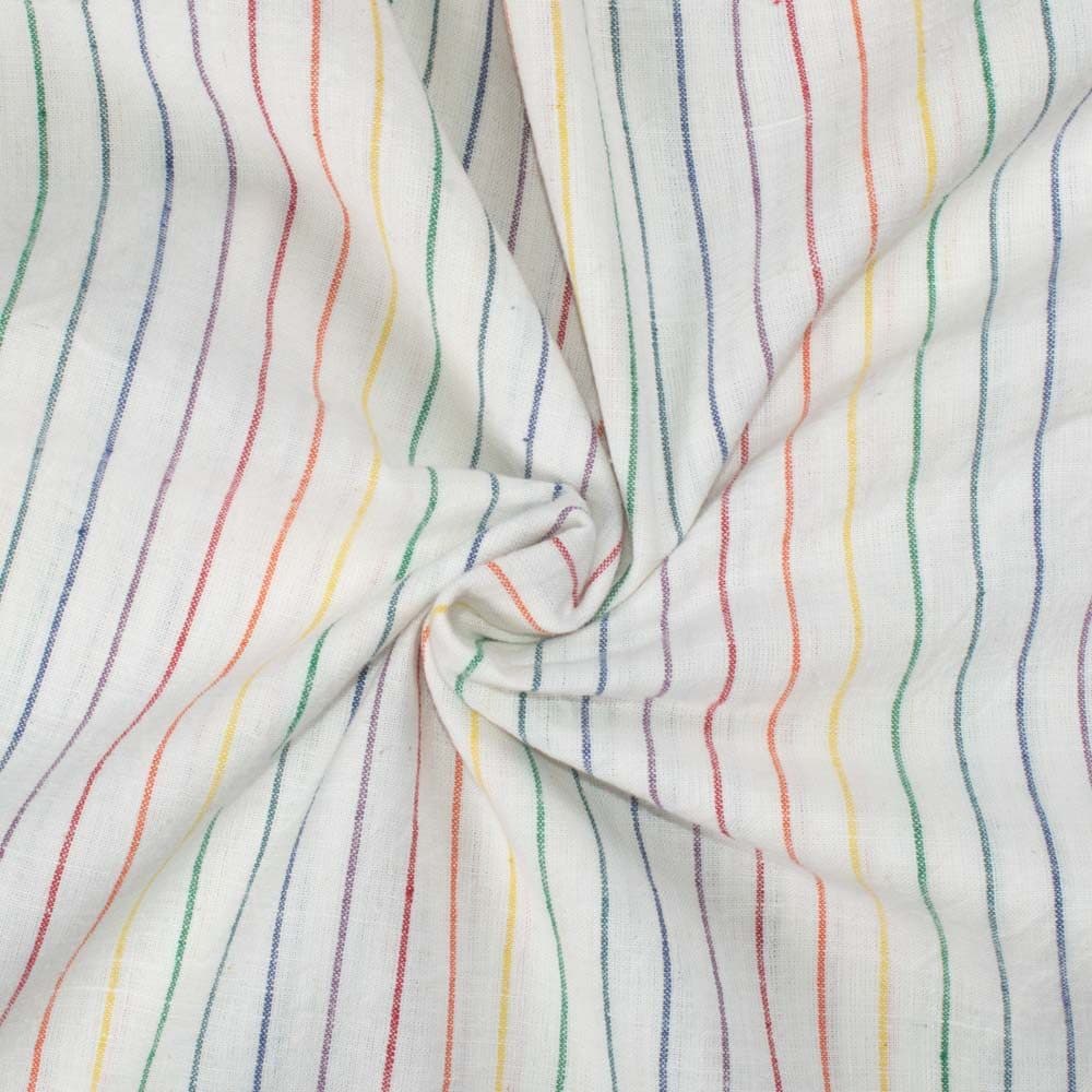Stripe Rainbow Khadi 123 GSM Handwoven Fabric