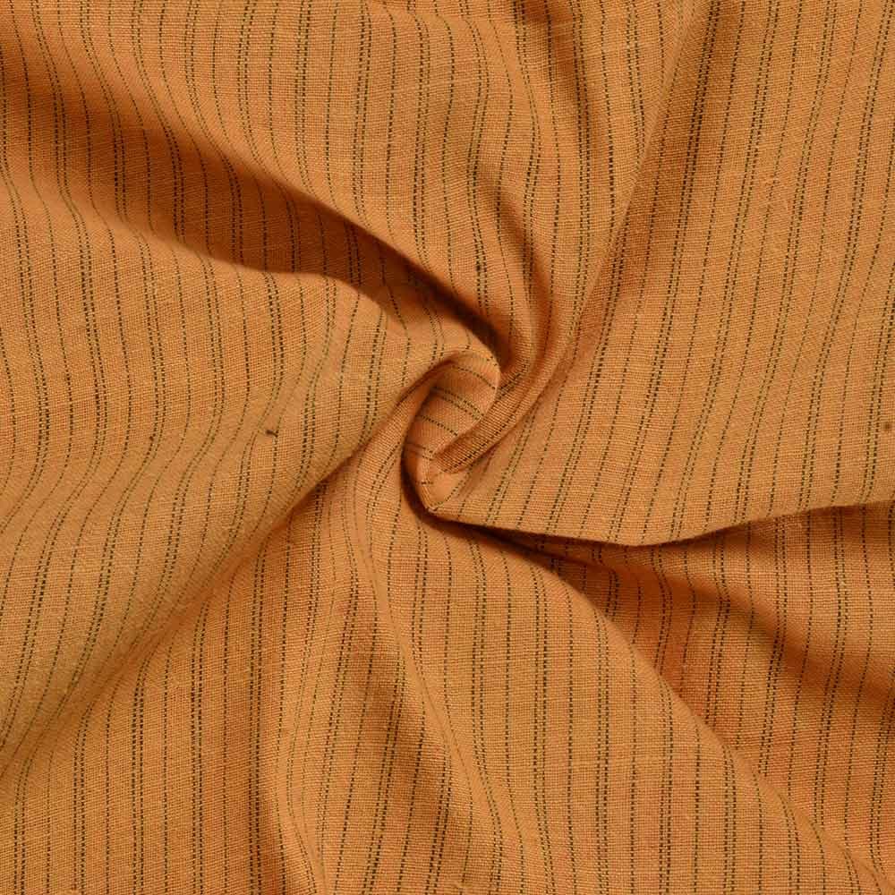 Pinstripe Mustard Yellow Khadi Cotton 103 GSM Handwoven Fabric