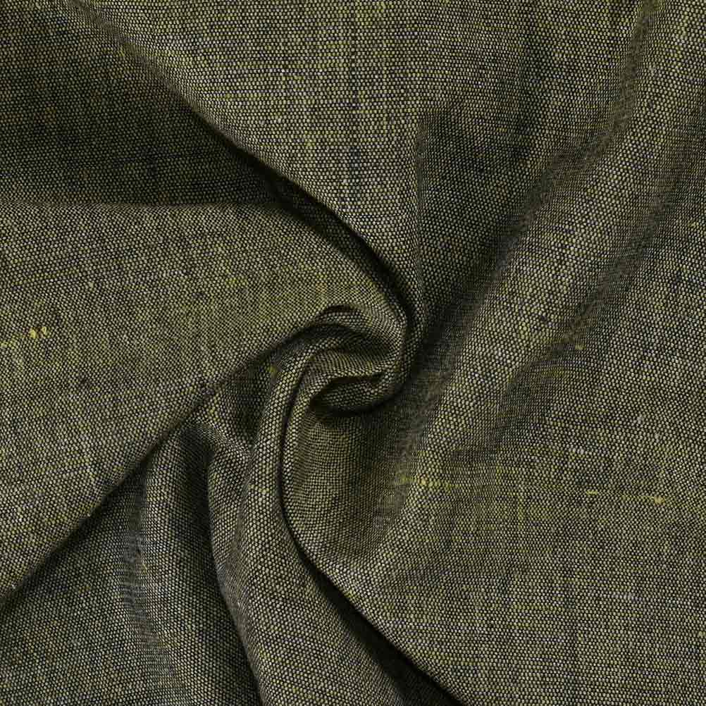 Chambray Olive Green Khadi Cotton 158 GSM Handwoven Fabric