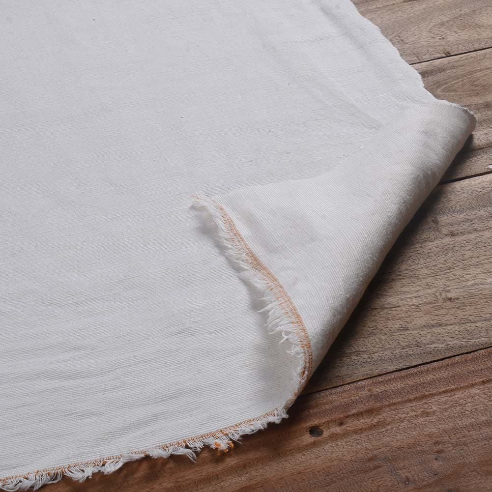 Plain White Hemp & Cotton 360 GSM Handwoven Fabric