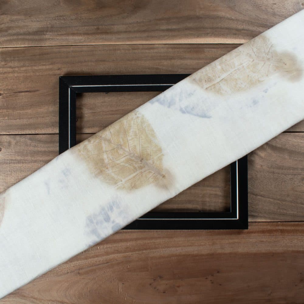 Teak Leaf Eco Print Naturally Dyed Pure Khadi Fabric 142 GSM