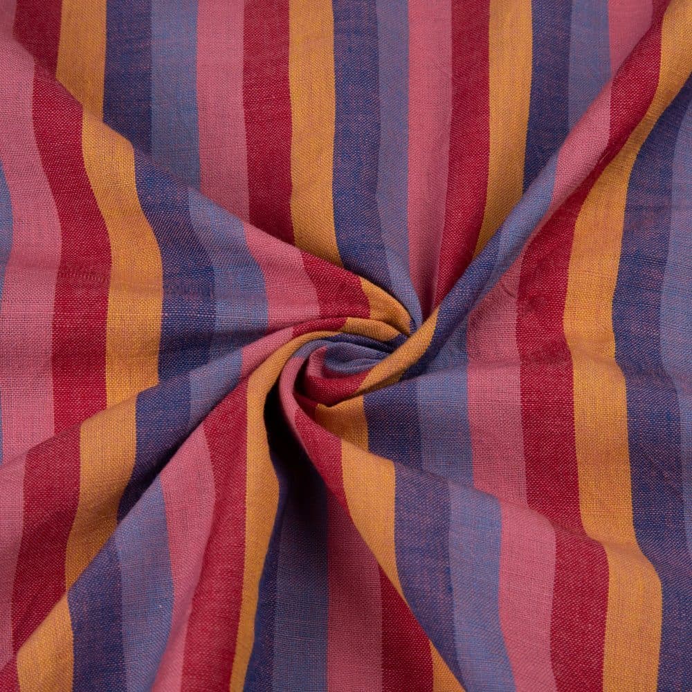 Stripe Mulricolour Pure Cotton 86 GSM Handwoven Fabric