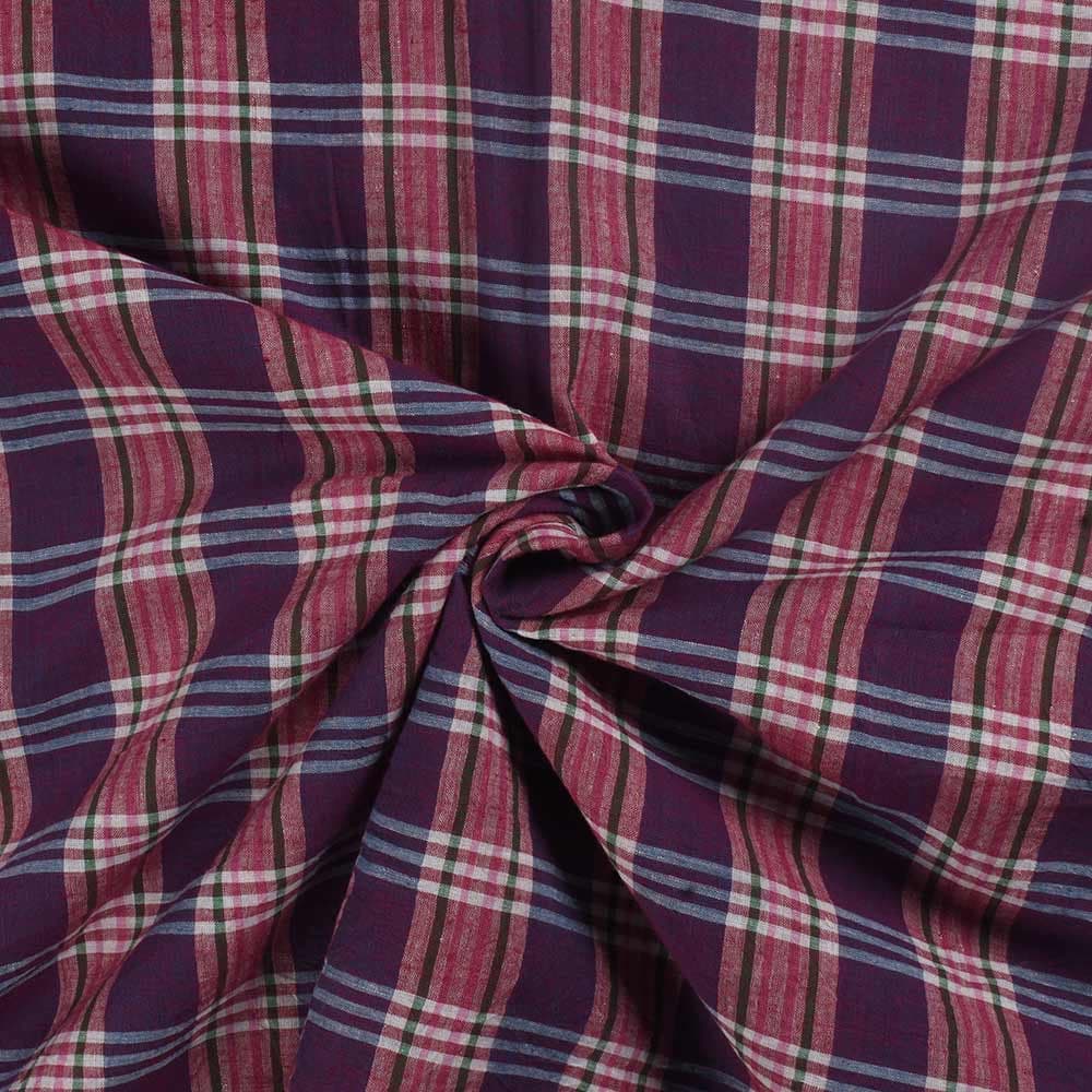 Check Multicolor Pure Cotton 72 GSM Handwoven Fabric
