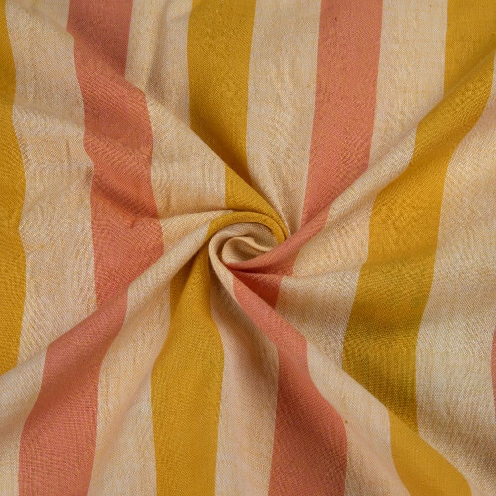 Stripe Orange & Pink Pure Cotton 92 GSM Handwoven Fabric 204
