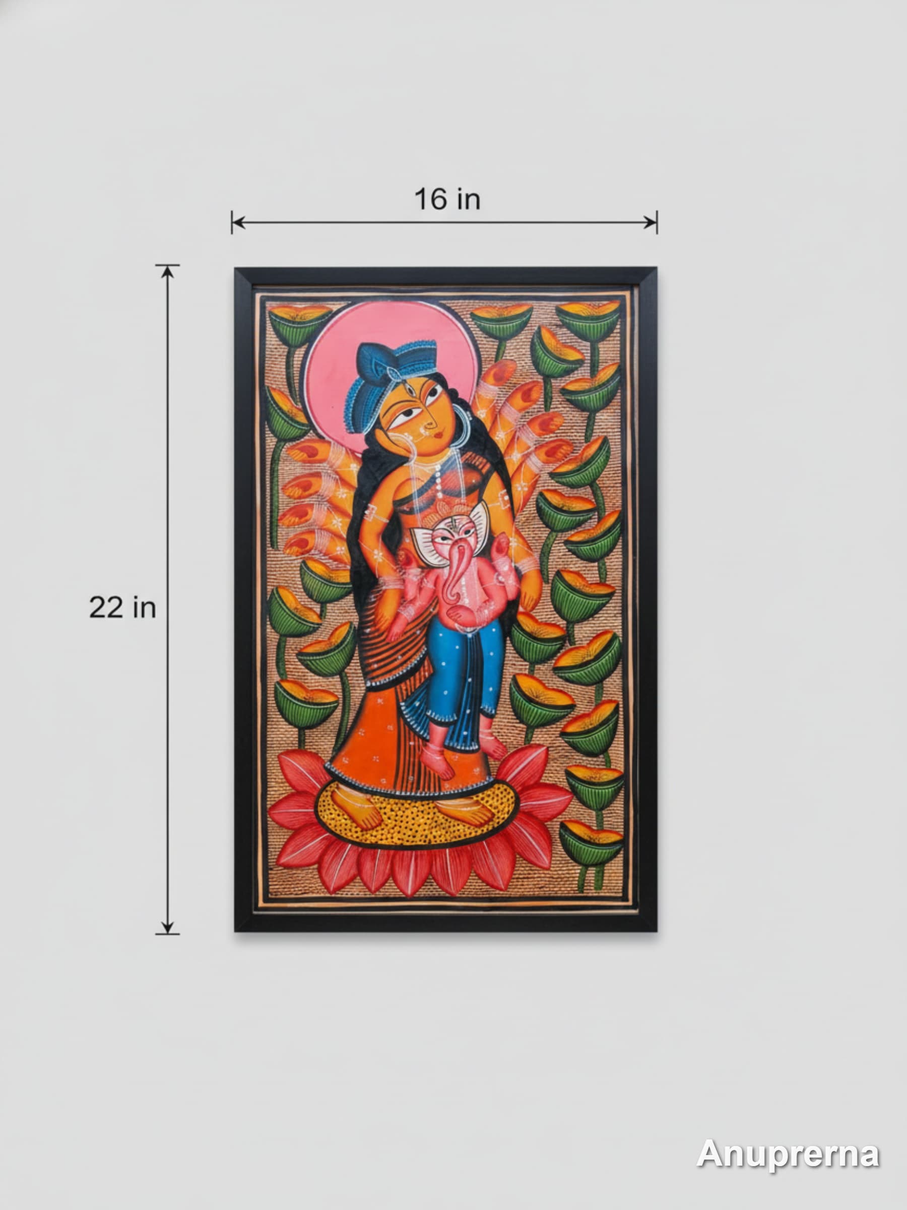 Maa Durga With Ganesha Pattachitra Wall Art Decor