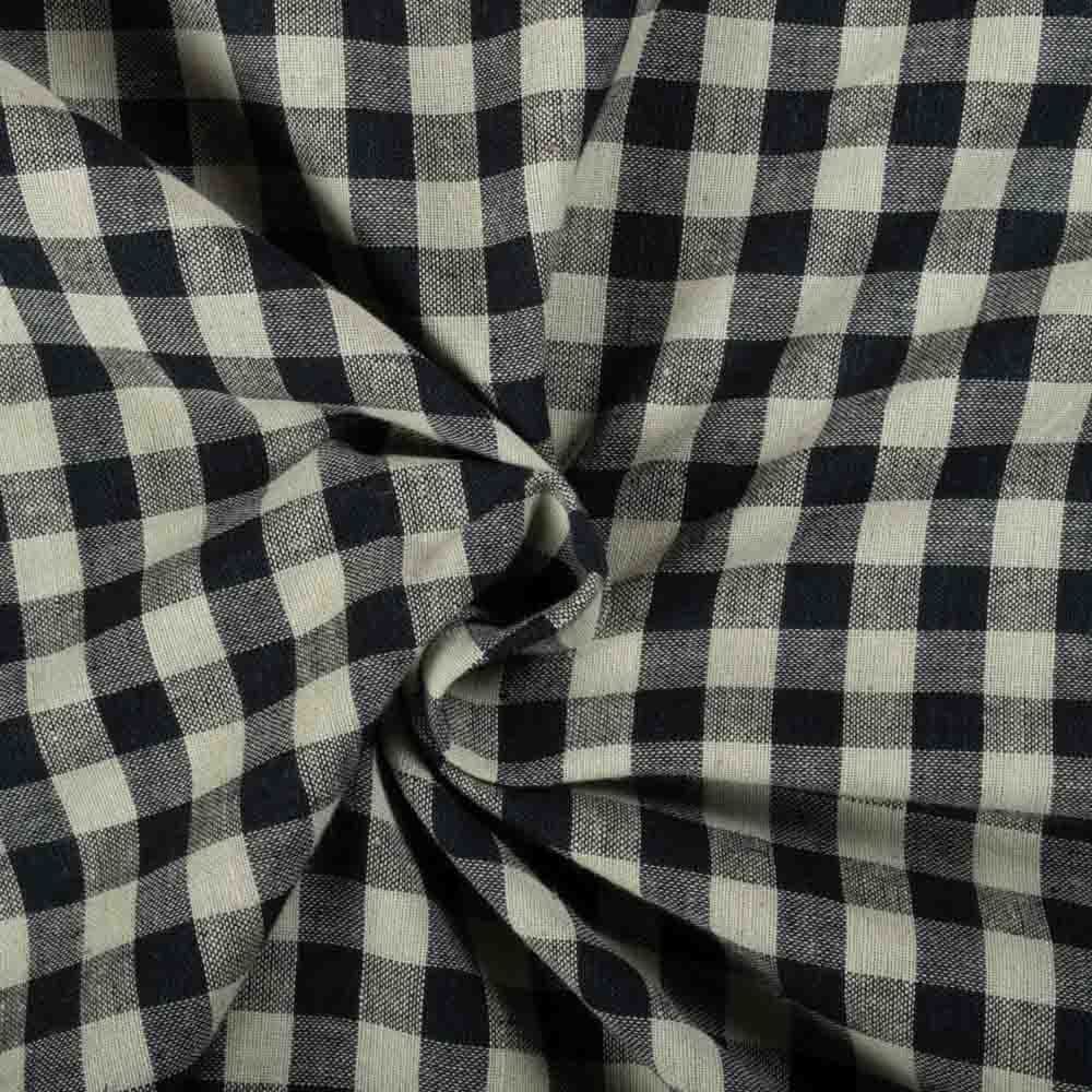 Check Black & Light Green 120 GSM Khadi Handwoven Fabric