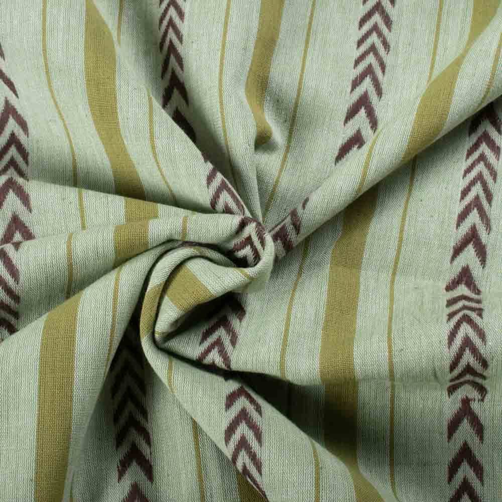 Stripe Green Chevron Extra Warp 100 GSM Pure Cotton Jacquard Fabric