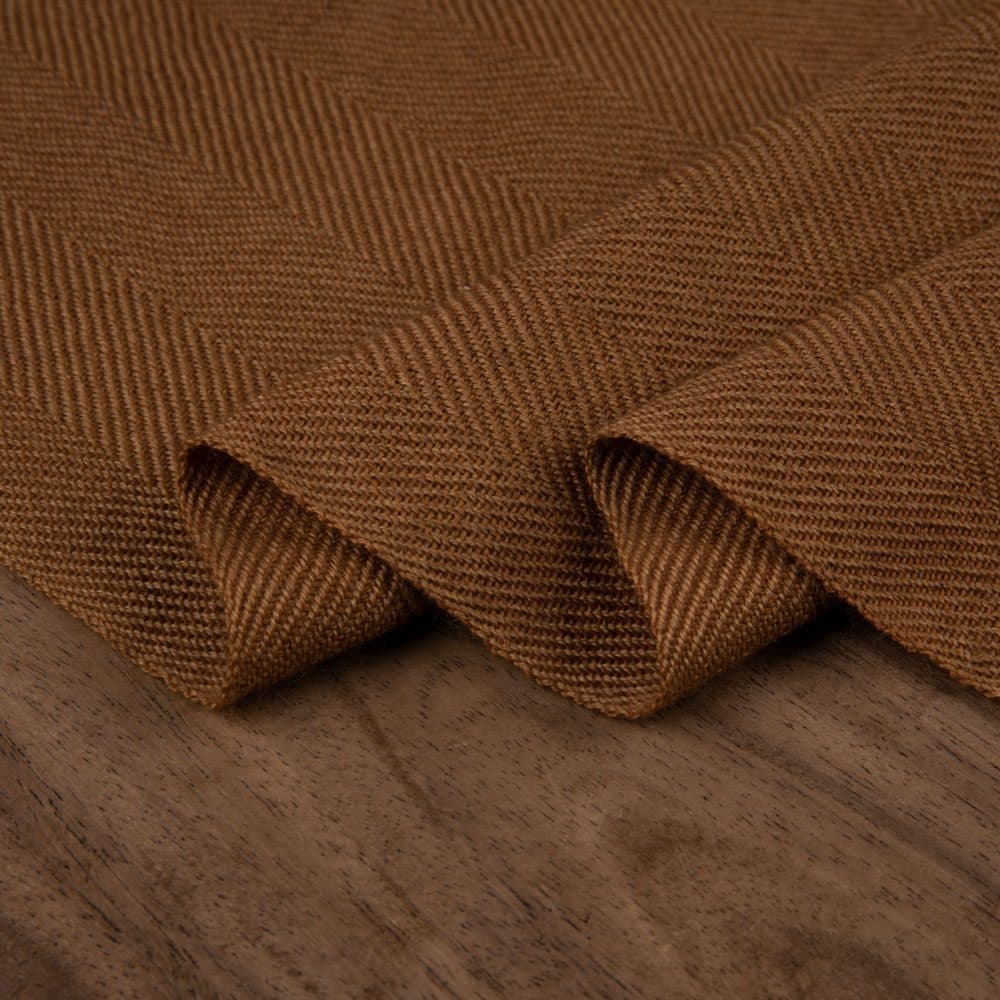 Herringbone Brown Pure Wool 220 GSM Handwoven Fabric