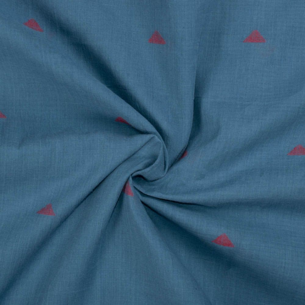 Geometric Blue Jamdani Pure Cotton 55 GSM Fabric 65