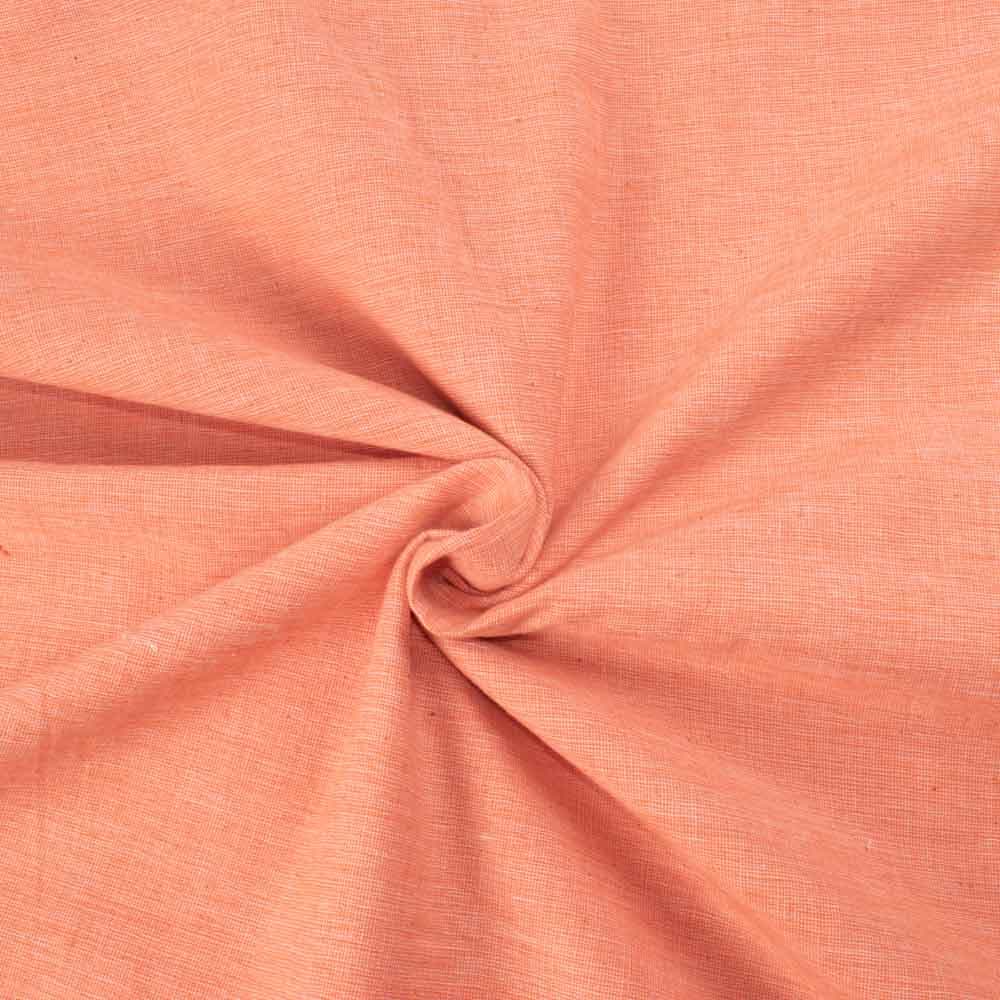 Chambray Orange Pure Cotton 115 GSM Handwoven Fabric