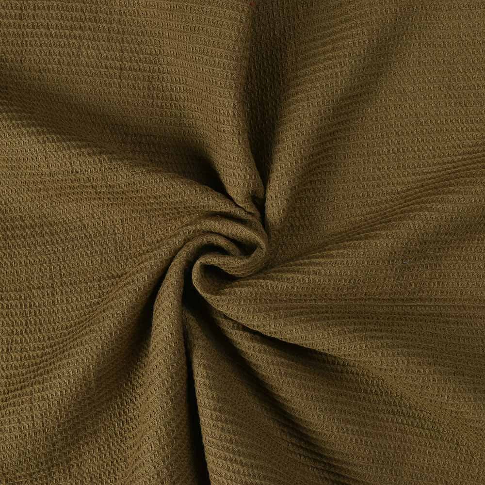 Olive Honeycomb Weave Pure Cotton 122 GSM Handwoven Fabric