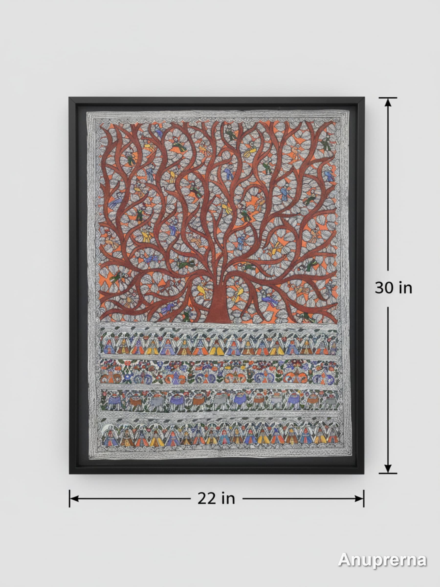 Life Under The Tree Madhubani Wall Art Decor