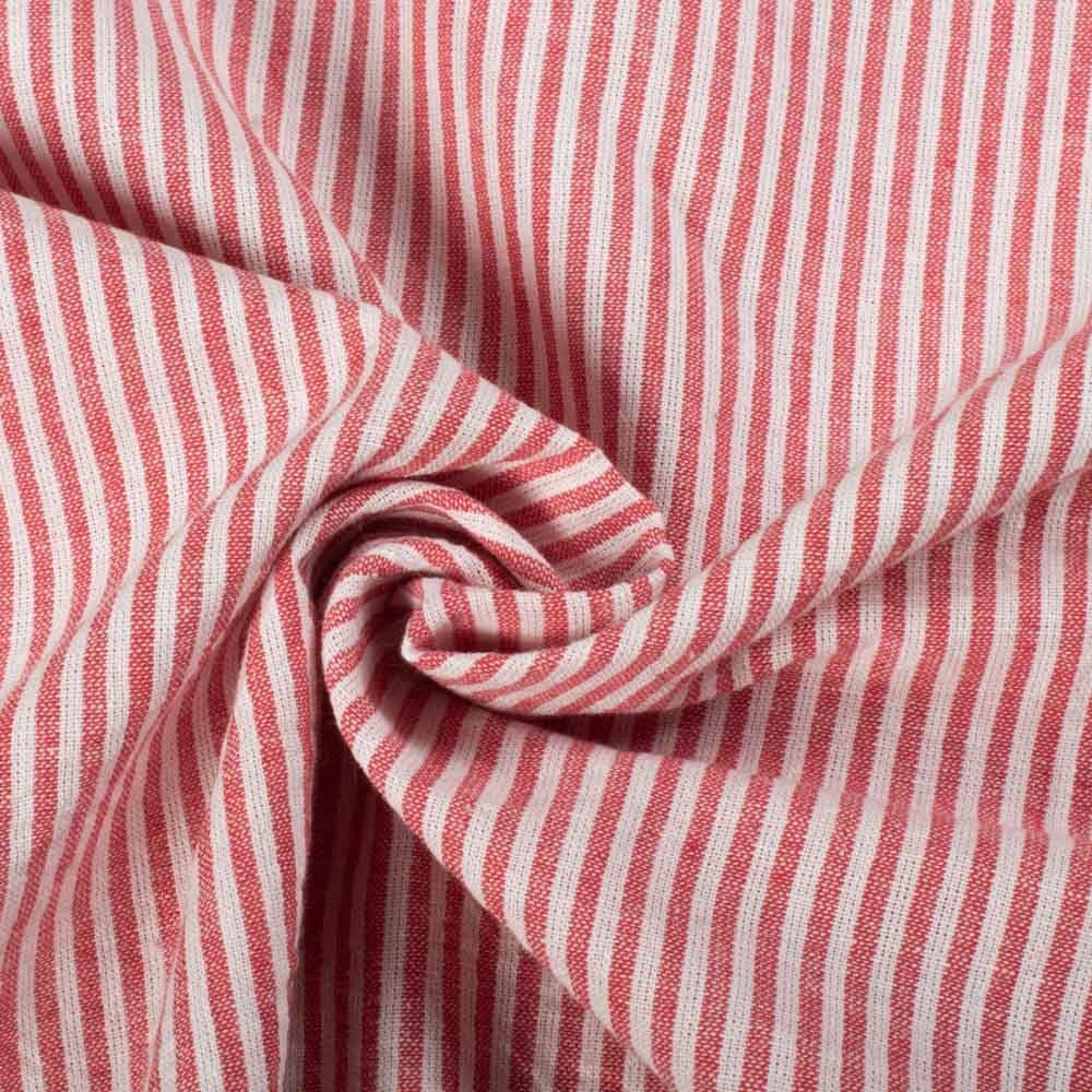 Stripe Red & White Pure Cotton 140 GSM Handwoven Fabric