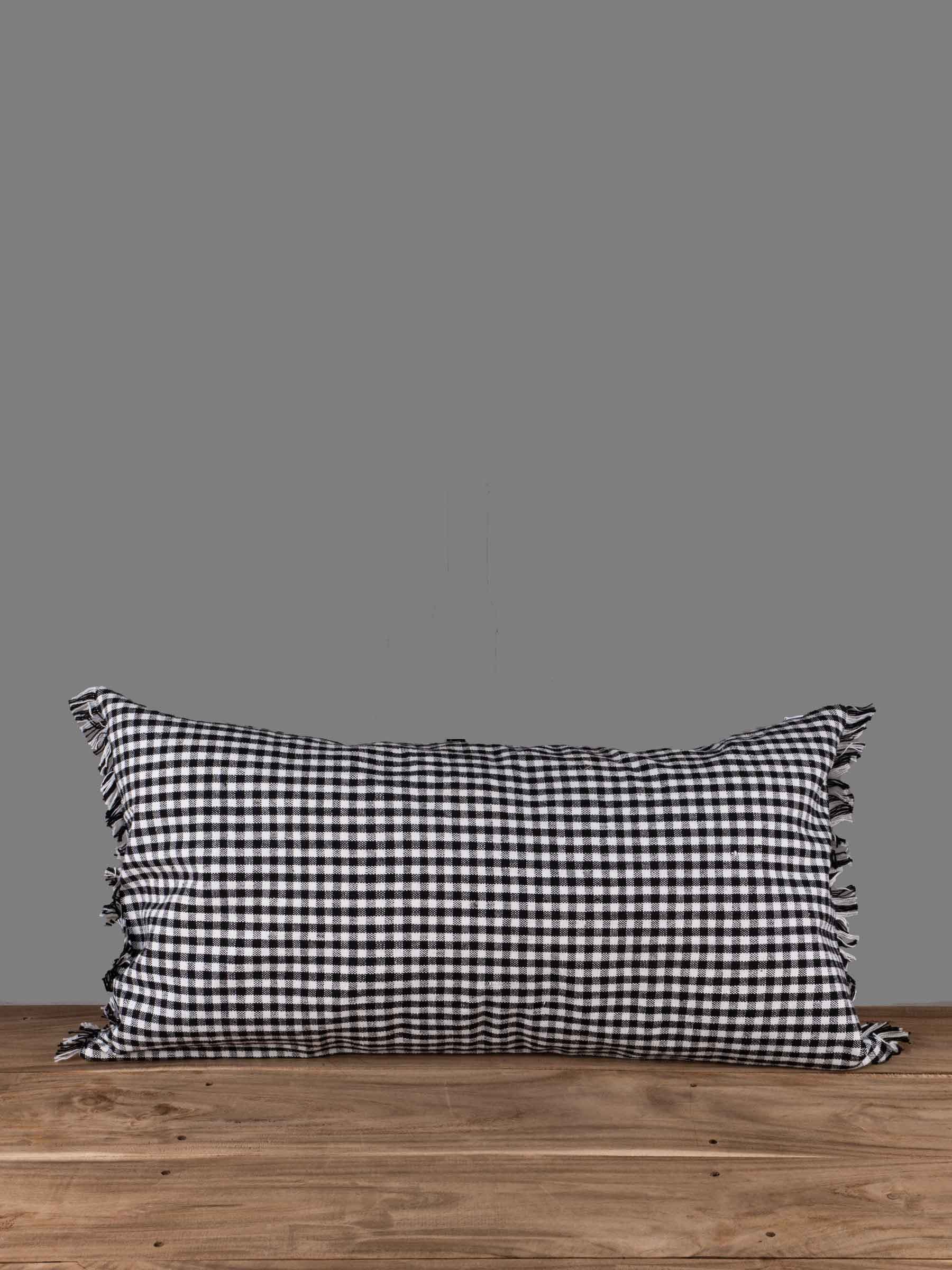 Black & White Checks Lumbar Cushion Cover 