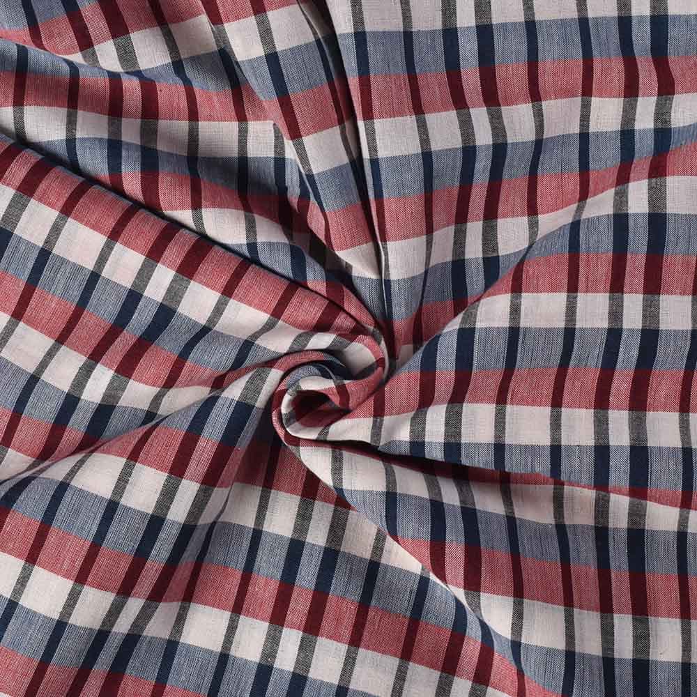Check Multicolor Pure Cotton 100 GSM Handwoven Fabric 582