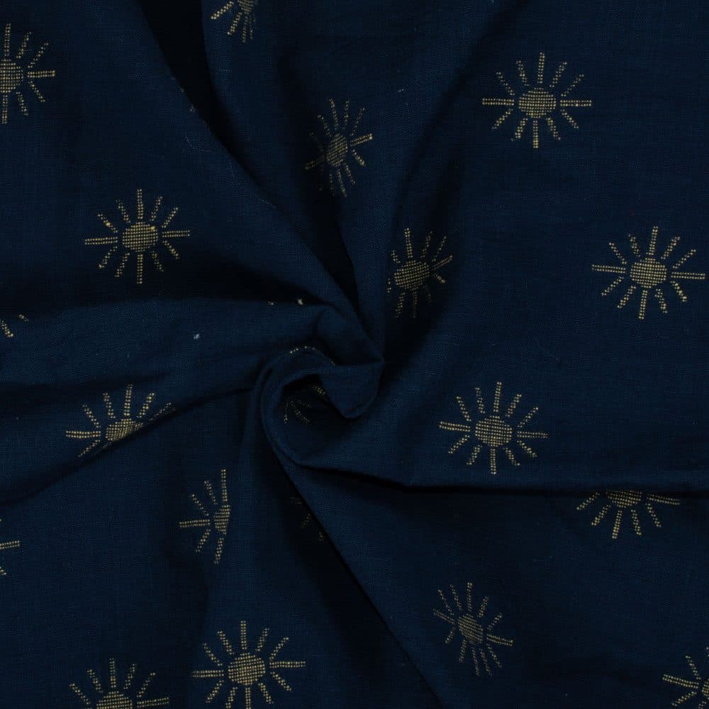 Geometric Navy Jamdani Pure Cotton 100 GSM Handwoven Fabric