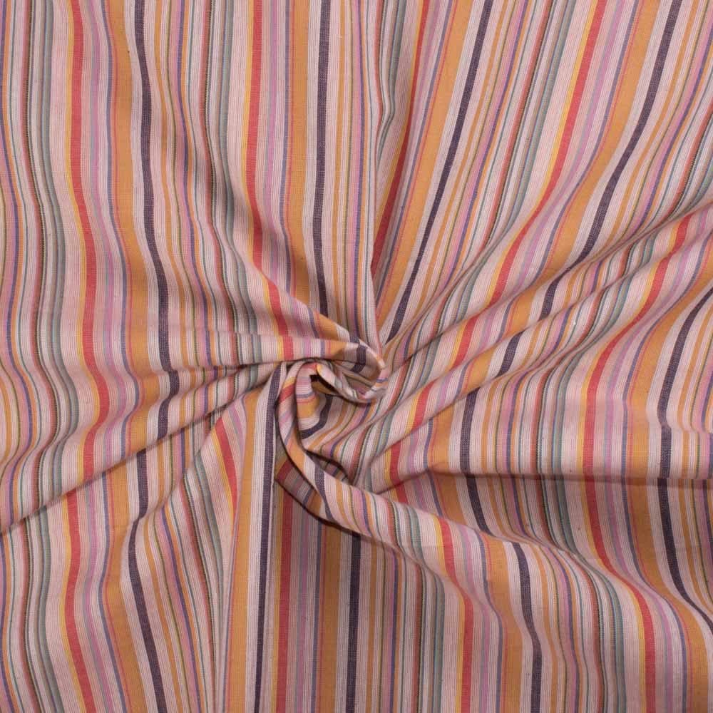 Stripe Multicolor Pure Cotton 95 GSM Handwoven Fabric 362