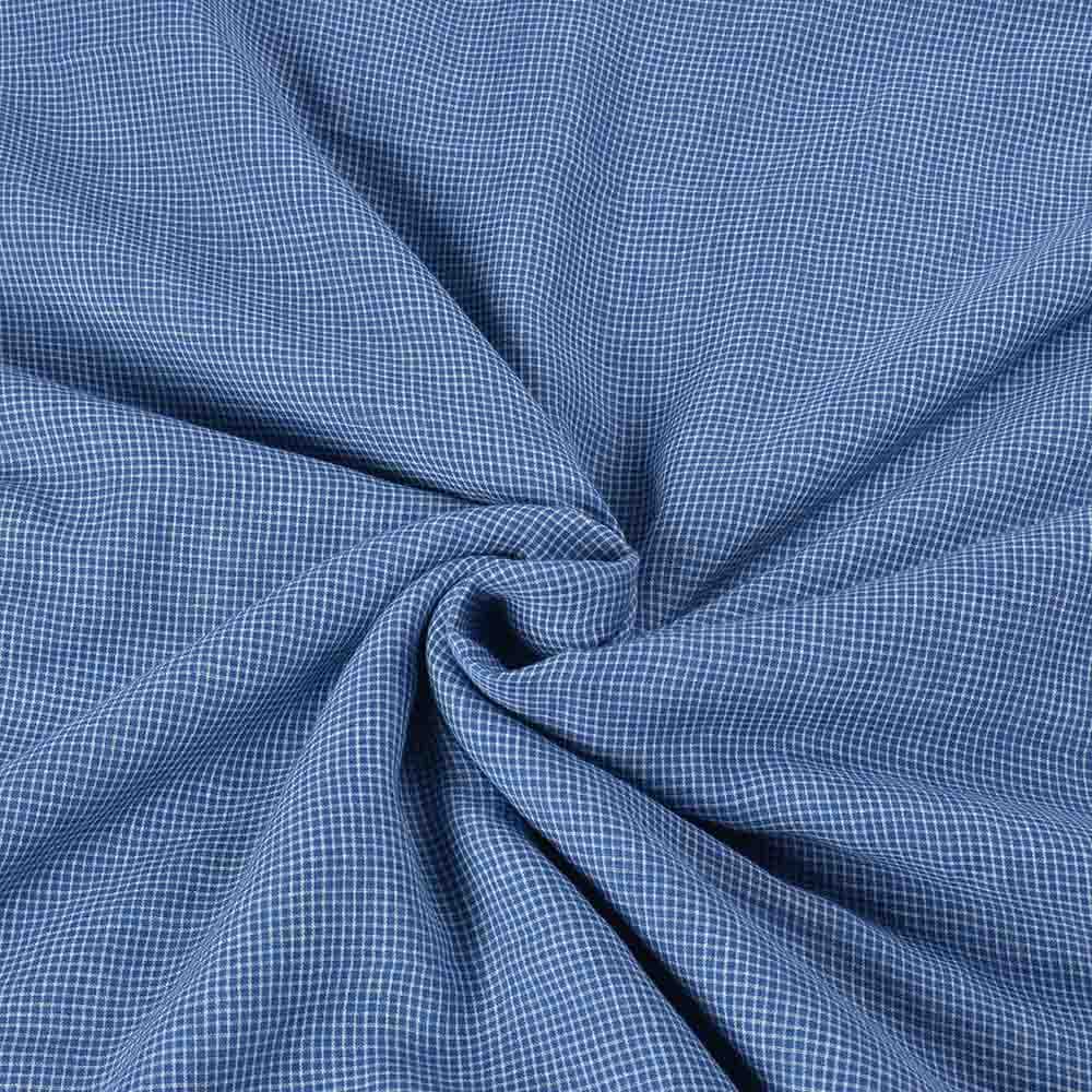 Check Blue White Pure Cotton 50 GSM Handwoven Fabric