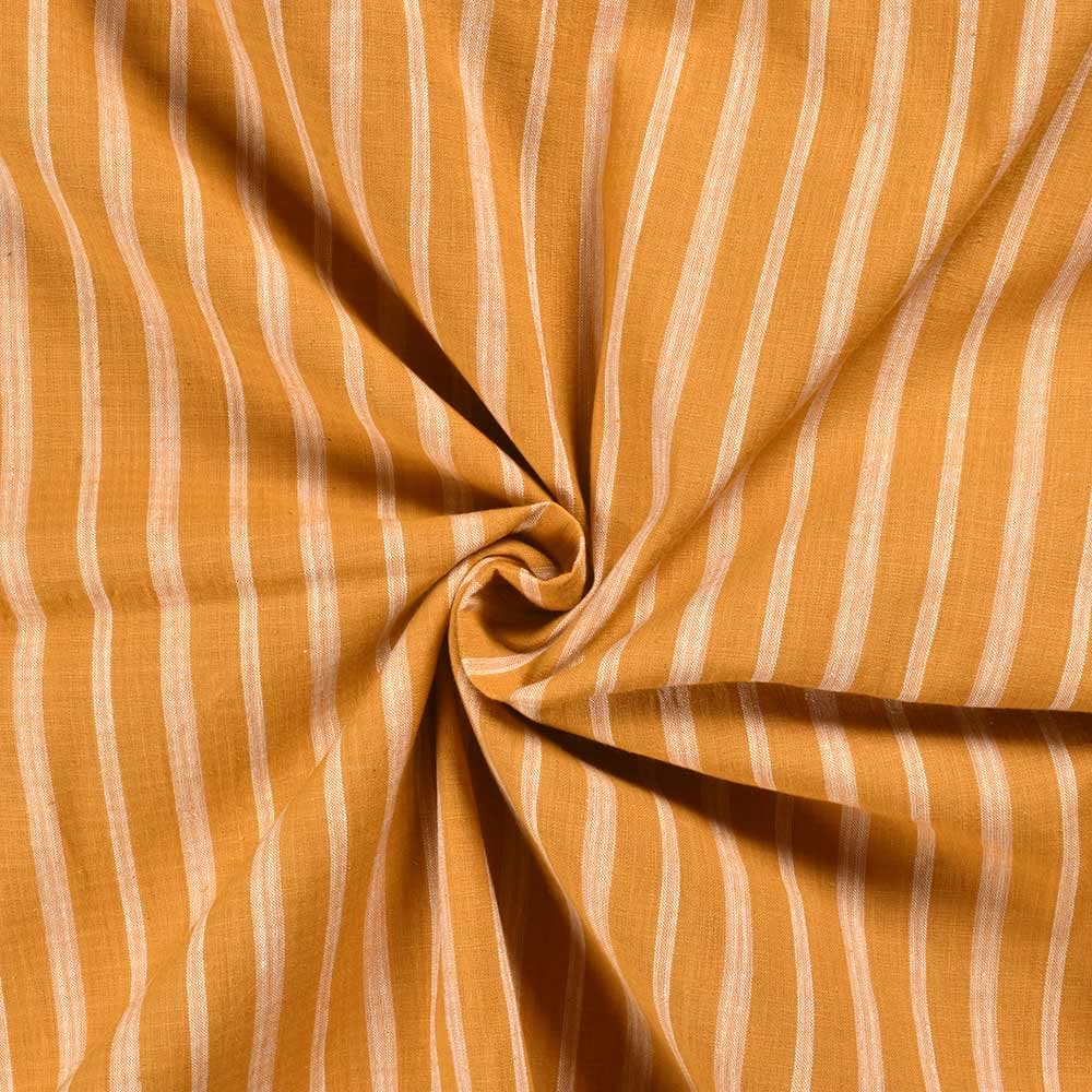 Stripe Mustard Yellow Pure Cotton 107 GSM Handwoven Fabric