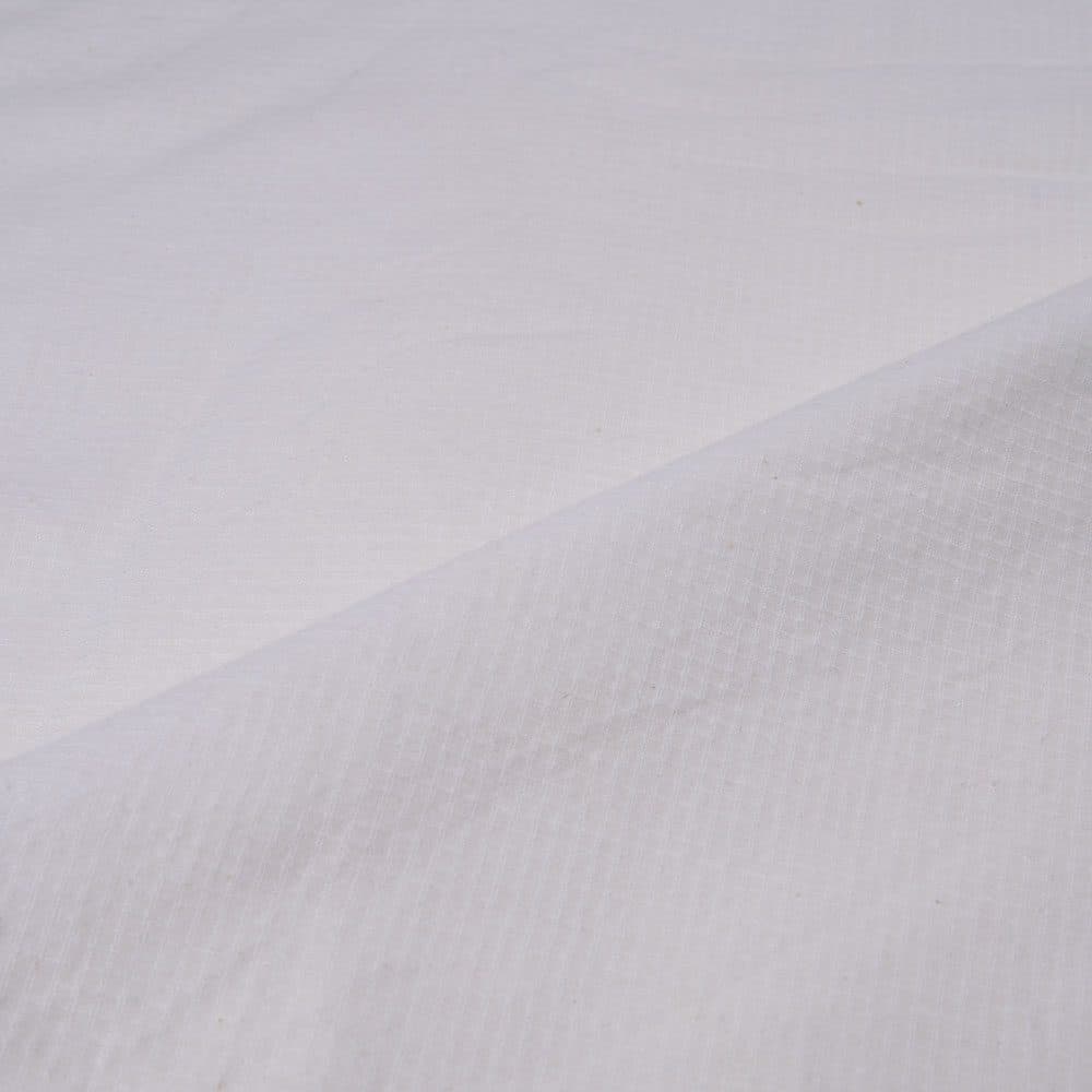 White Check Cotton 84 GSM Fabric - Bleached White & Dyeable