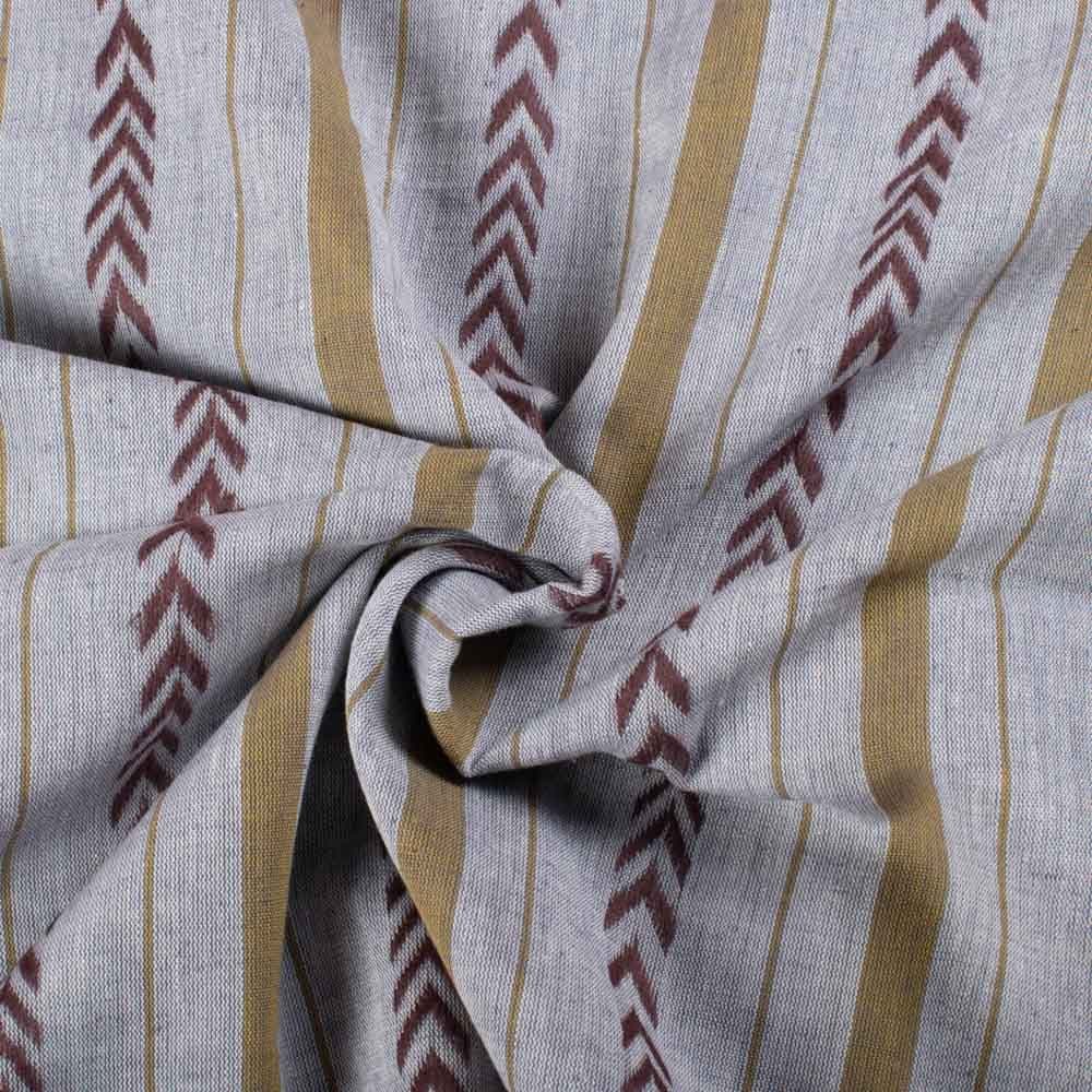 Stripe Maroon Brown Extra Warp 100 GSM Pure Cotton Jacquard Fabric