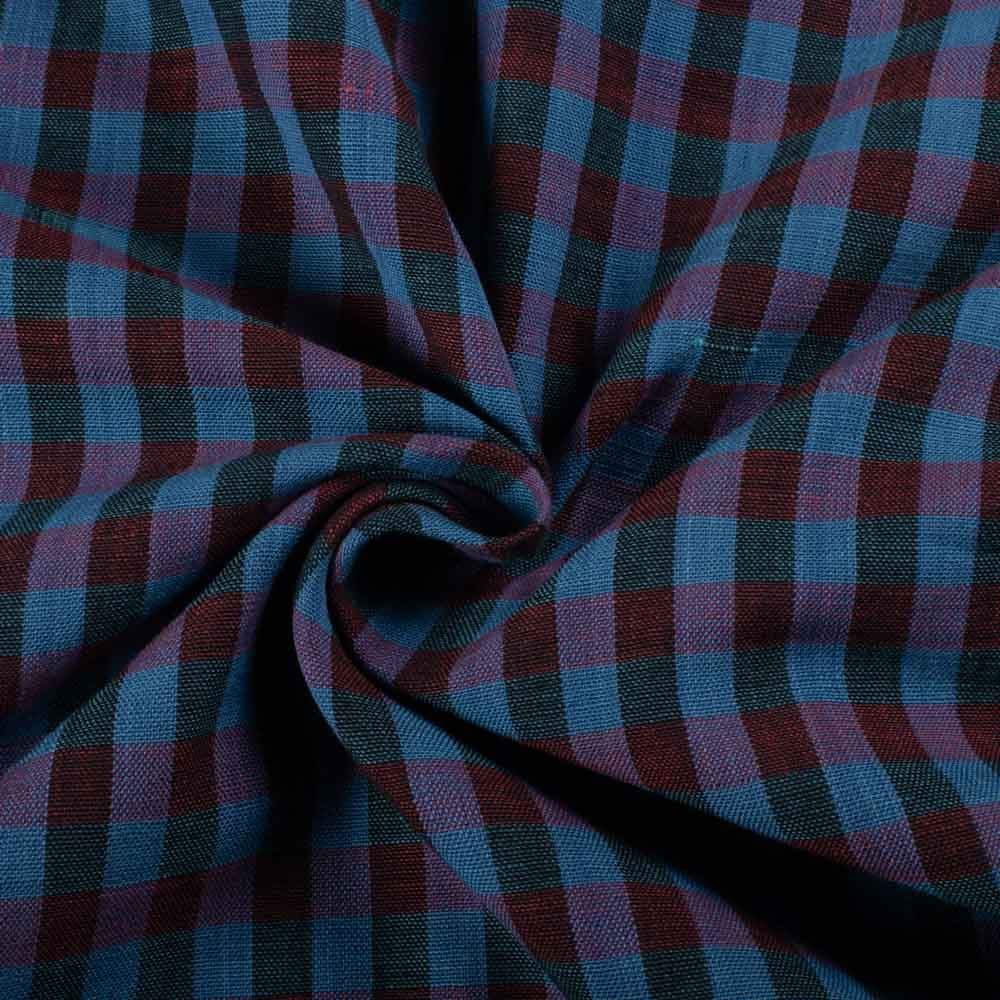 Check Multicolor 140 GSM Khadi Handwoven Fabric 937
