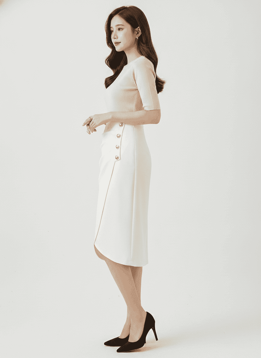 Knee Length Overlap Skirt