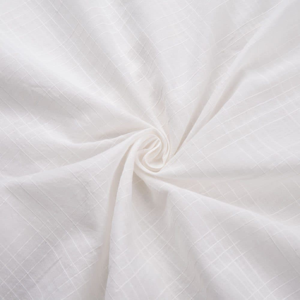 White Check Cotton Chiffon 56 GSM Handwoven Fabric | Bleached White & Dyeable 02