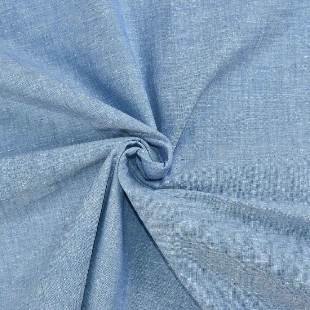 Chambray Blue Khadi Cotton 105 GSM Handwoven Fabric
