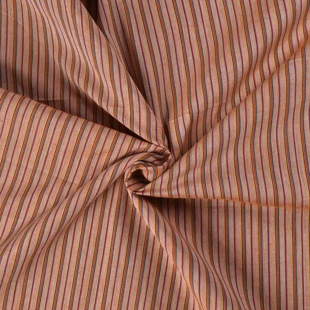 Stripe Brown Pure Cotton 83 GSM Handwoven Fabric