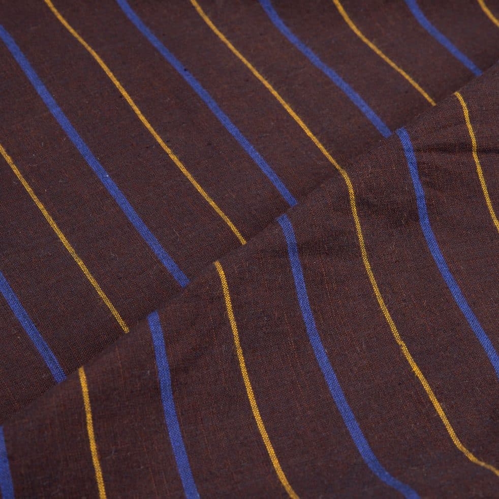 PINSTRIPE BROWN PURE COTTON 101 GSM HANDWOVEN FABRIC