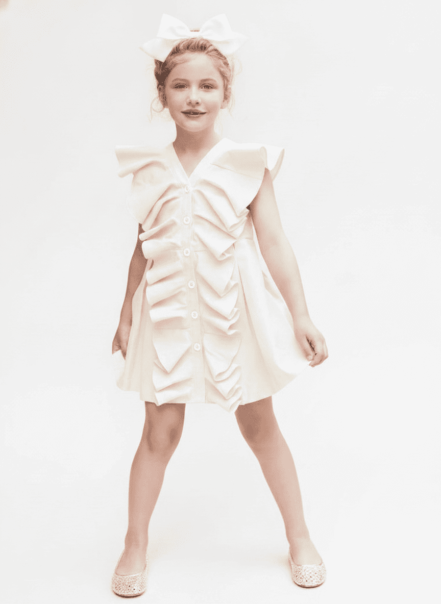 Ruffled Buttoned Kid's Dress