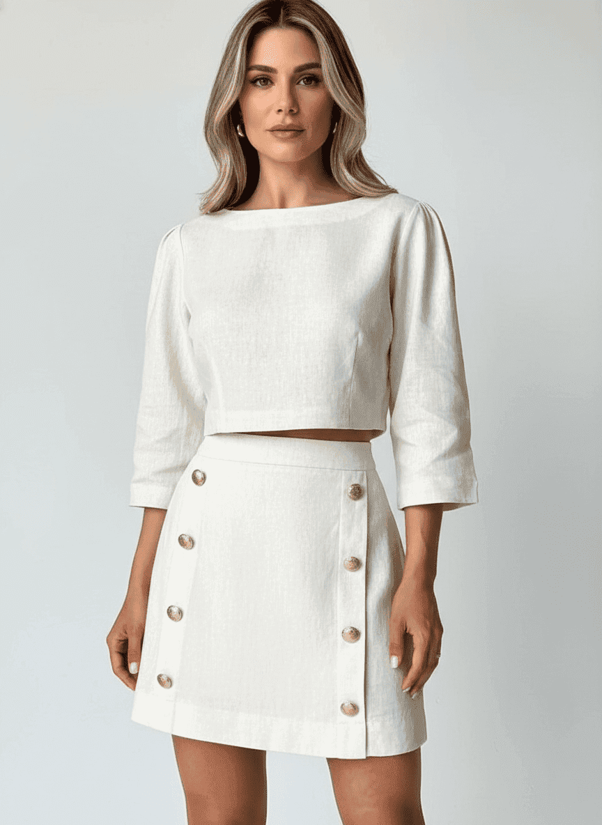 Double Buttoned Short Skirt