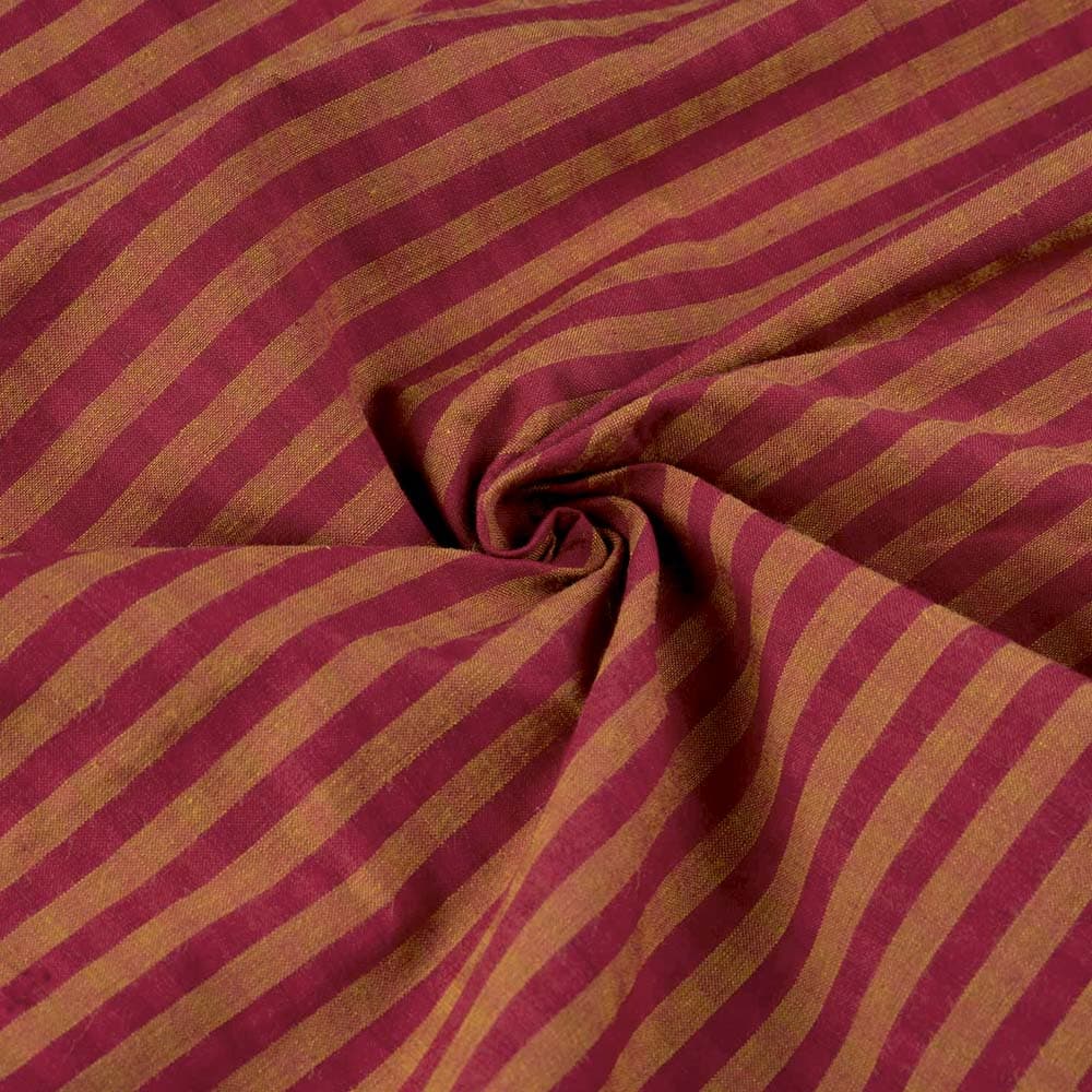 Stripe Yellow Red Pure Cotton 87 GSM Handwoven Fabric