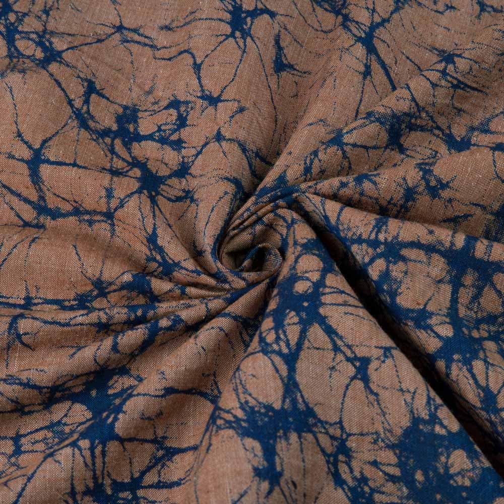 Abstract Brown Screenprinted Cotton Khadi 85 GSM Handwoven Fabric