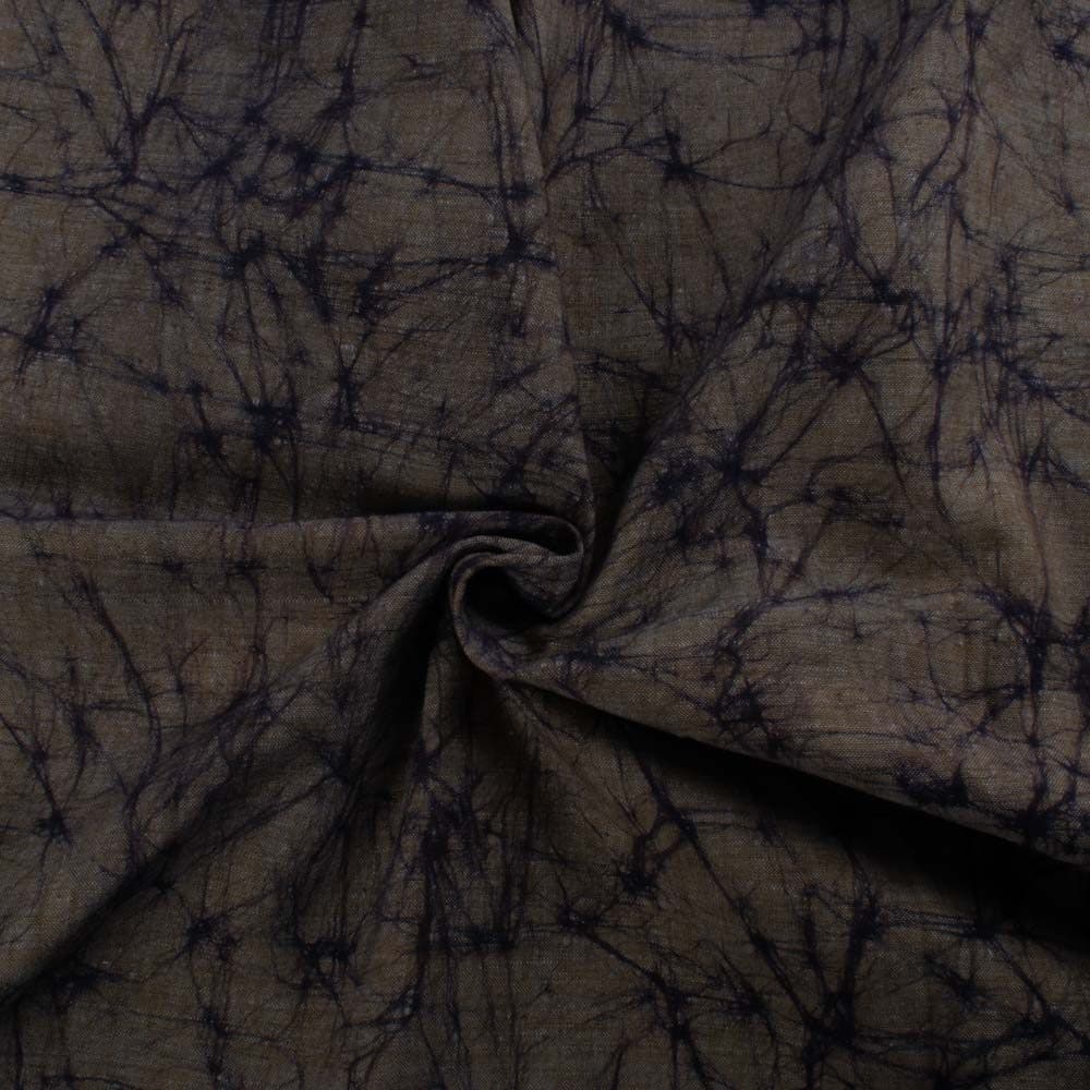 Abstract Brown Purple Batik Printed Khadi Cotton 105 GSM Handwoven Fabric