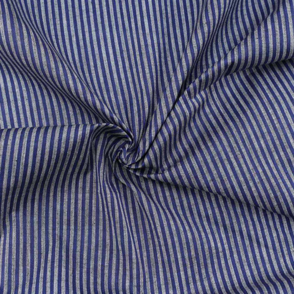 Stripe Dark Blue Pure Cotton 87 GSM Handwoven Fabric I