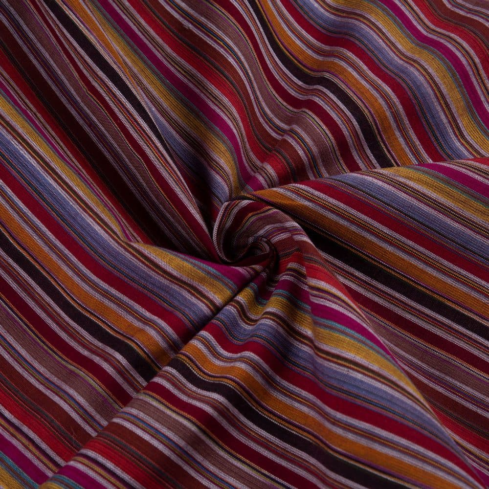 Stripe Multicolour Pure Cotton 94 GSM Handwoven Fabric 134