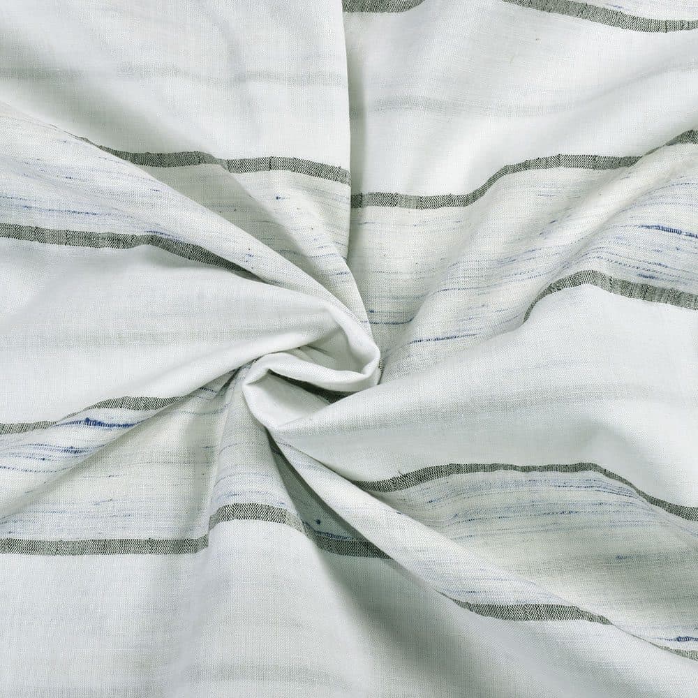 Stripe White Black Futki Linen Cotton 120 GSM Handwoven Fabric
