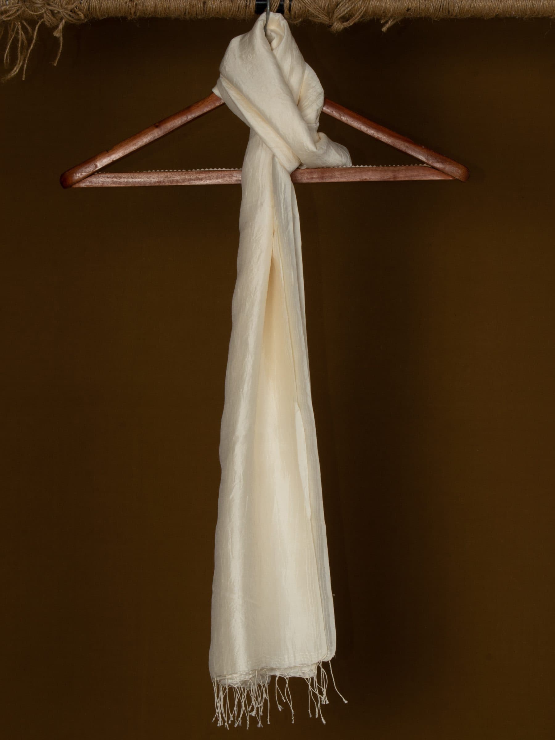 Natural White Mulberry Silk Handwoven Scarf