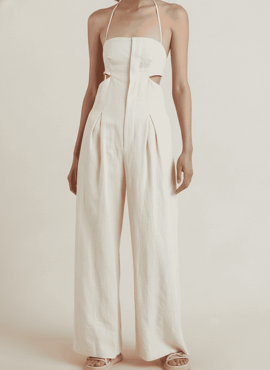 Halter Tie Jumpsuit With Waist Cutouts