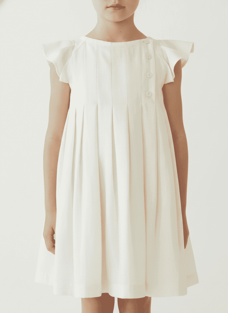 Shoulder Ruffled & Pleated Dress