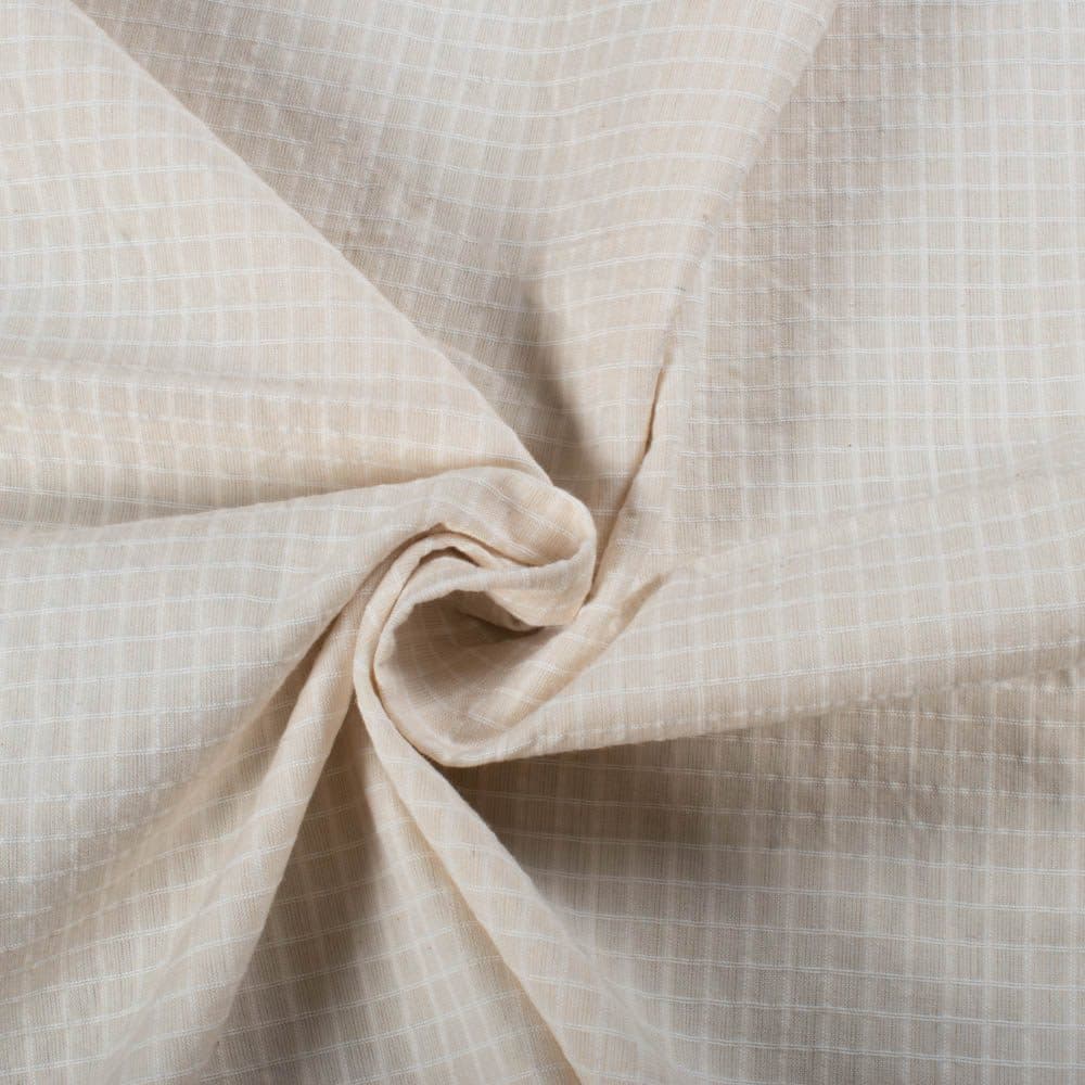 Check Cream Pure Cotton 97 GSM Handwoven Fabric
